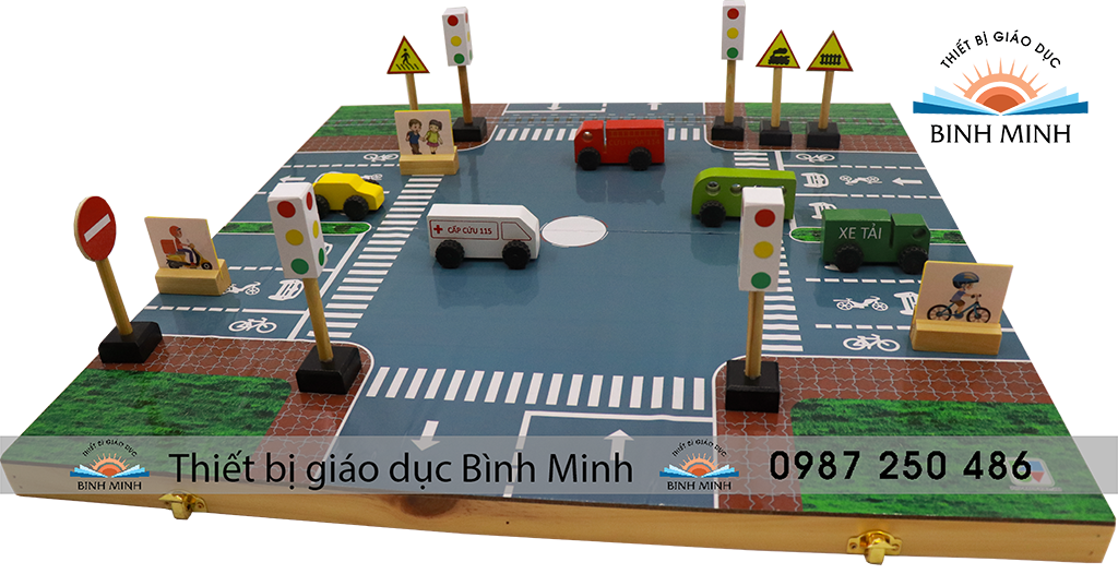 Bộ sa bàn giao thông bằng gỗ (hai mảnh)